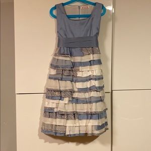 Silk layered ruffled little girls dress with bow